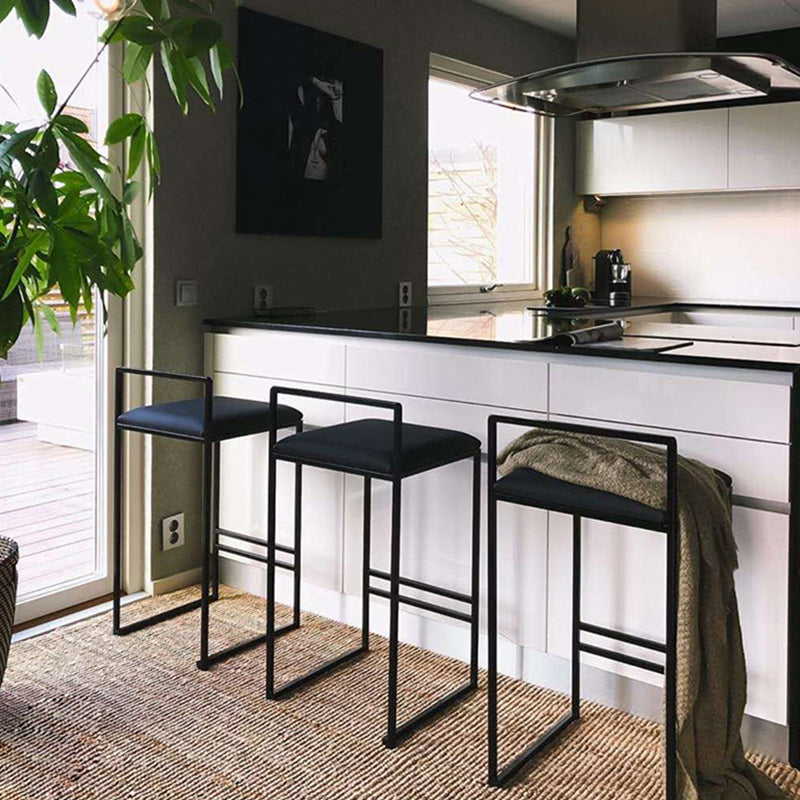 Contemporary Metal Barstool Fabric Upholstered Counter Stool with Metal Base