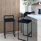 Contemporary Metal Barstool Fabric Upholstered Counter Stool with Metal Base