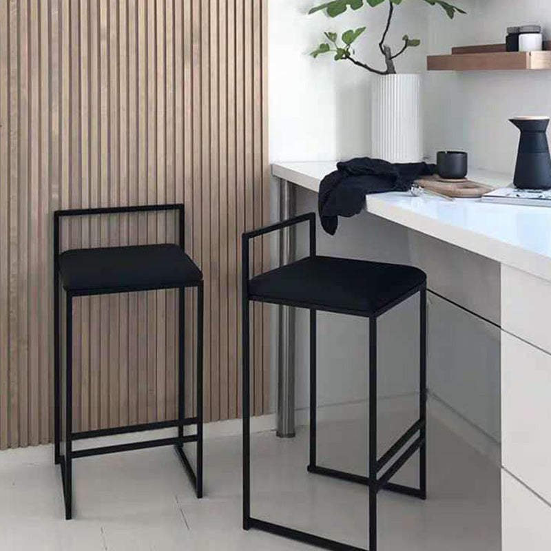 Contemporary Metal Barstool Fabric Upholstered Counter Stool with Metal Base