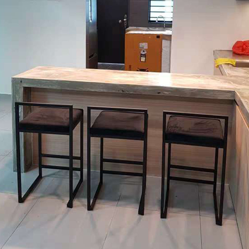 Contemporary Metal Barstool Fabric Upholstered Counter Stool with Metal Base