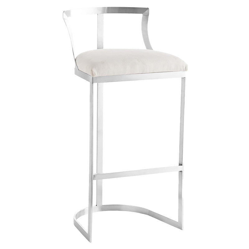 Sgabello imbottito in tessuto da baramello in metallo glam in finitura opaca per interno