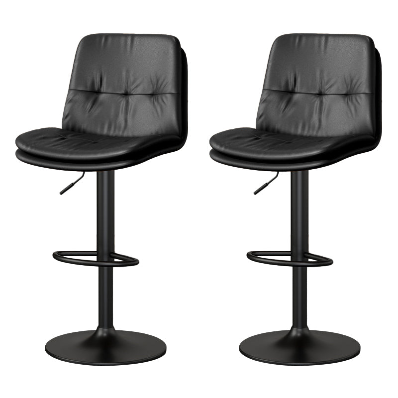 Contemporary PU Leather Counter Stool Turntable Fabric Cushion in Matte Finish Black 2 Piece Set Clearhalo 'Bar Furniture' 'Bar Stools' 'bar_stools' 'furn' 'furn_bar_stools' 'Furniture' 'Kitchen & Dining Furniture' 5696360