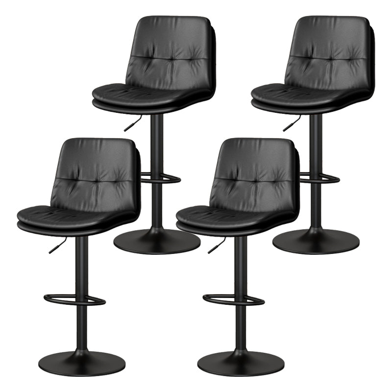 Contemporary PU Leather Counter Stool Turntable Fabric Cushion in Matte Finish Black 4 Piece Set Clearhalo 'Bar Furniture' 'Bar Stools' 'bar_stools' 'furn' 'furn_bar_stools' 'Furniture' 'Kitchen & Dining Furniture' 5696361