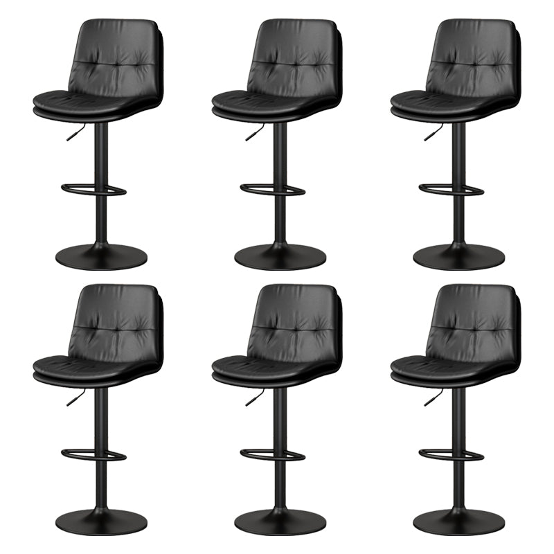 Contemporary PU Leather Counter Stool Turntable Fabric Cushion in Matte Finish Black 6 Piece Set Clearhalo 'Bar Furniture' 'Bar Stools' 'bar_stools' 'furn' 'furn_bar_stools' 'Furniture' 'Kitchen & Dining Furniture' 5696364