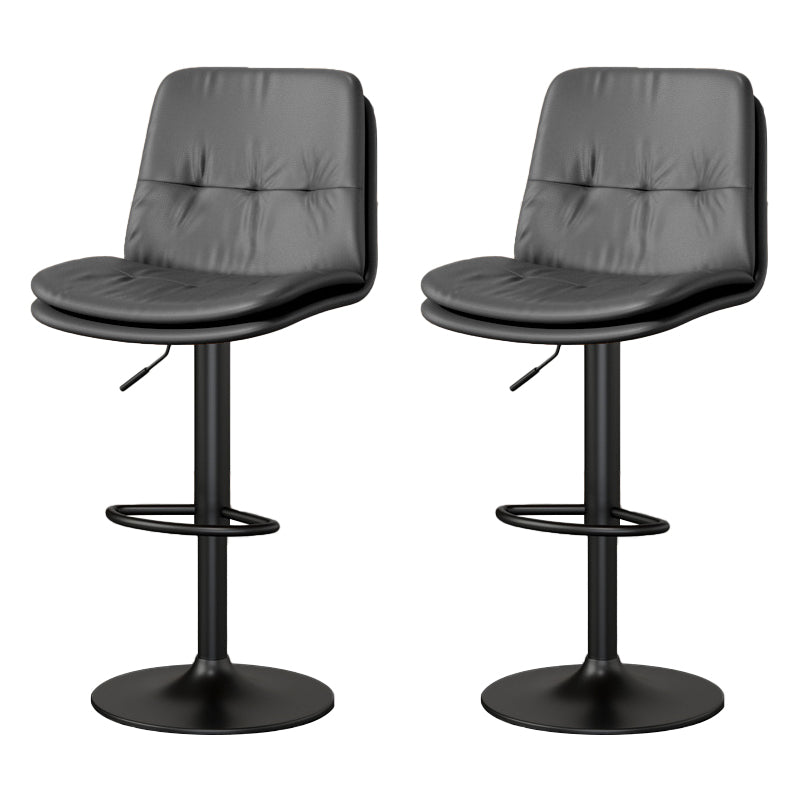Contemporary PU Leather Counter Stool Turntable Fabric Cushion in Matte Finish Grey 2 Piece Set Clearhalo 'Bar Furniture' 'Bar Stools' 'bar_stools' 'furn' 'furn_bar_stools' 'Furniture' 'Kitchen & Dining Furniture' 5696367