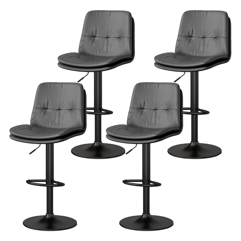 Contemporary PU Leather Counter Stool Turntable Fabric Cushion in Matte Finish Grey 4 Piece Set Clearhalo 'Bar Furniture' 'Bar Stools' 'bar_stools' 'furn' 'furn_bar_stools' 'Furniture' 'Kitchen & Dining Furniture' 5696370