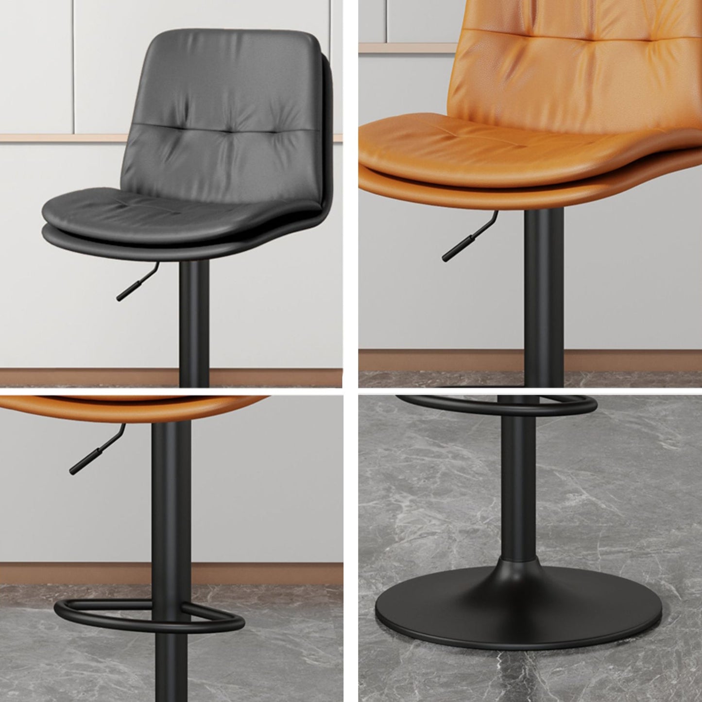 Contemporary PU Leather Counter Stool Turntable Fabric Cushion in Matte Finish Clearhalo 'Bar Furniture' 'Bar Stools' 'bar_stools' 'furn' 'furn_bar_stools' 'Furniture' 'Kitchen & Dining Furniture' 5696371