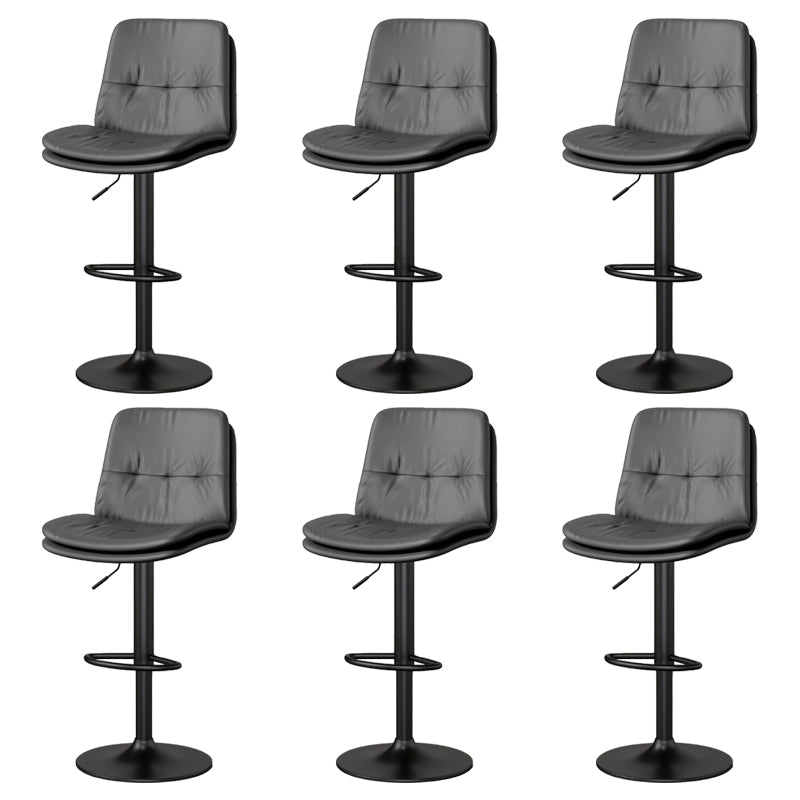 Contemporary PU Leather Counter Stool Turntable Fabric Cushion in Matte Finish Grey 6 Piece Set Clearhalo 'Bar Furniture' 'Bar Stools' 'bar_stools' 'furn' 'furn_bar_stools' 'Furniture' 'Kitchen & Dining Furniture' 5696372