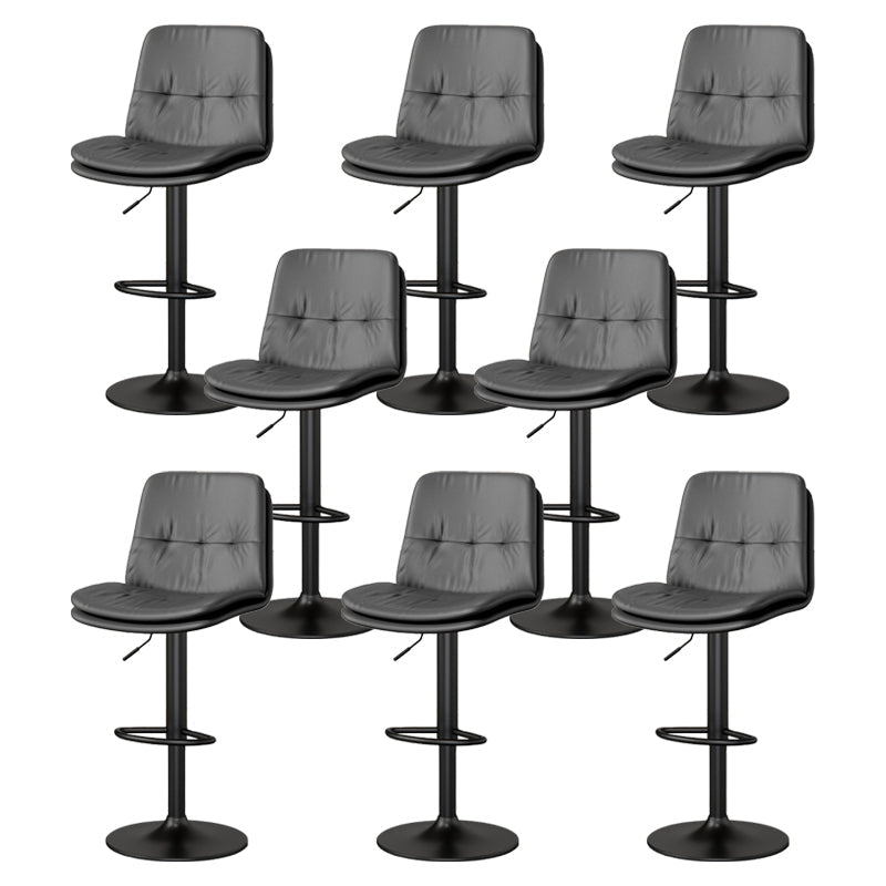 Contemporary PU Leather Counter Stool Turntable Fabric Cushion in Matte Finish Grey 8 Piece Set Clearhalo 'Bar Furniture' 'Bar Stools' 'bar_stools' 'furn' 'furn_bar_stools' 'Furniture' 'Kitchen & Dining Furniture' 5696373