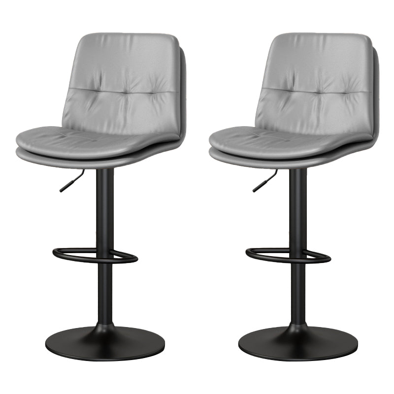 Contemporary PU Leather Counter Stool Turntable Fabric Cushion in Matte Finish Light Gray 2 Piece Set Clearhalo 'Bar Furniture' 'Bar Stools' 'bar_stools' 'furn' 'furn_bar_stools' 'Furniture' 'Kitchen & Dining Furniture' 5696375