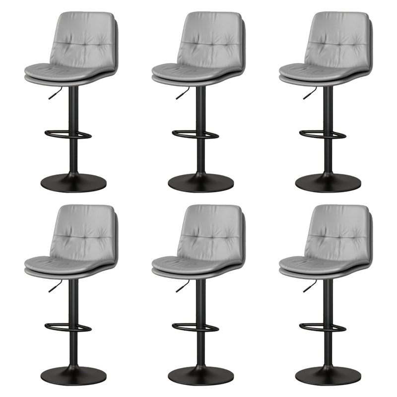 Contemporary PU Leather Counter Stool Turntable Fabric Cushion in Matte Finish Light Gray 6 Piece Set Clearhalo 'Bar Furniture' 'Bar Stools' 'bar_stools' 'furn' 'furn_bar_stools' 'Furniture' 'Kitchen & Dining Furniture' 5696377