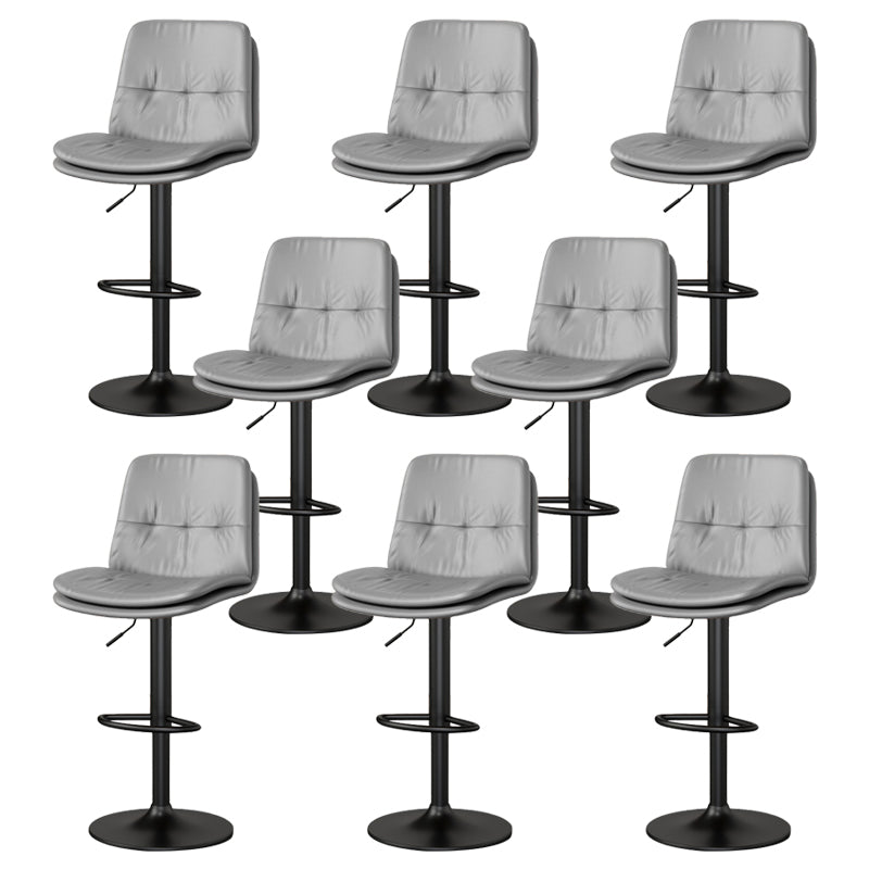 Contemporary PU Leather Counter Stool Turntable Fabric Cushion in Matte Finish Light Gray 8 Piece Set Clearhalo 'Bar Furniture' 'Bar Stools' 'bar_stools' 'furn' 'furn_bar_stools' 'Furniture' 'Kitchen & Dining Furniture' 5696378