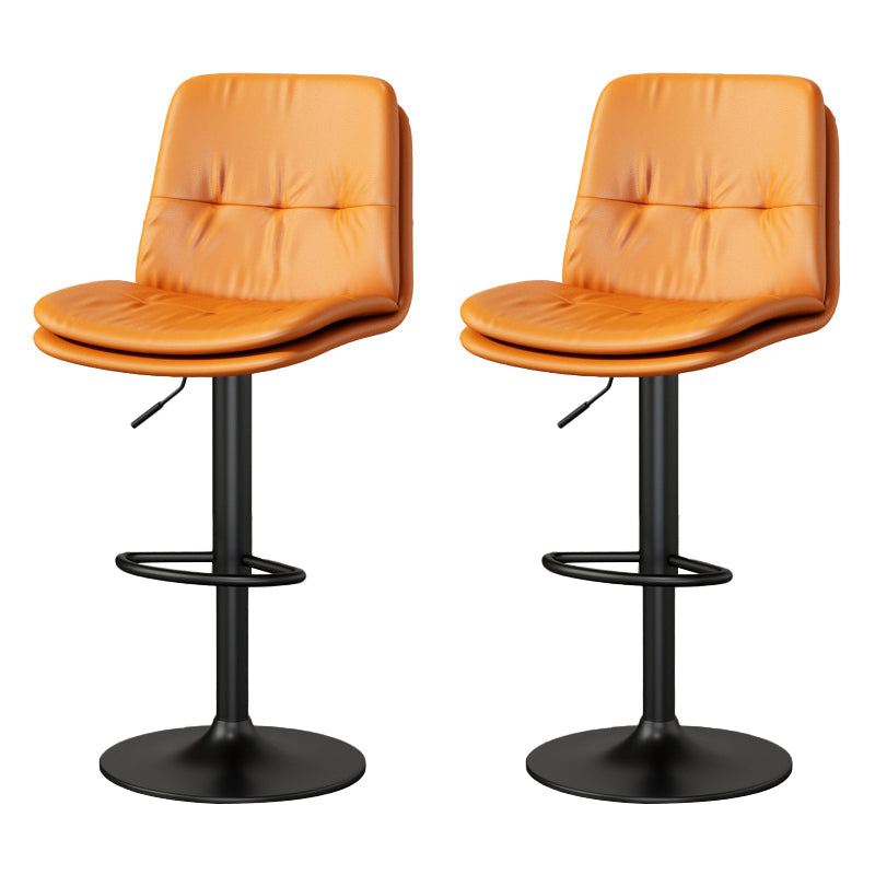 Contemporary PU Leather Counter Stool Turntable Fabric Cushion in Matte Finish Orange 2 Piece Set Clearhalo 'Bar Furniture' 'Bar Stools' 'bar_stools' 'furn' 'furn_bar_stools' 'Furniture' 'Kitchen & Dining Furniture' 5696379