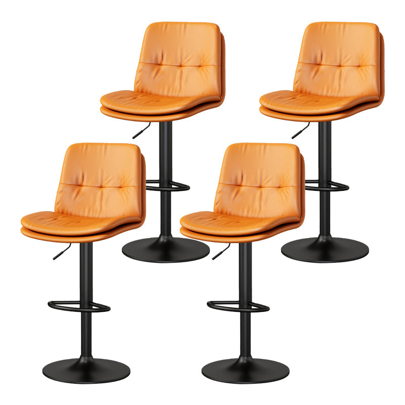 Contemporary PU Leather Counter Stool Turntable Fabric Cushion in Matte Finish Orange 4 Piece Set Clearhalo 'Bar Furniture' 'Bar Stools' 'bar_stools' 'furn' 'furn_bar_stools' 'Furniture' 'Kitchen & Dining Furniture' 5696380