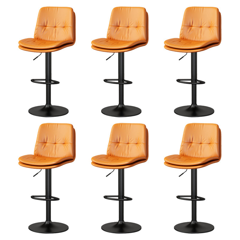 Contemporary PU Leather Counter Stool Turntable Fabric Cushion in Matte Finish Orange 6 Piece Set Clearhalo 'Bar Furniture' 'Bar Stools' 'bar_stools' 'furn' 'furn_bar_stools' 'Furniture' 'Kitchen & Dining Furniture' 5696381