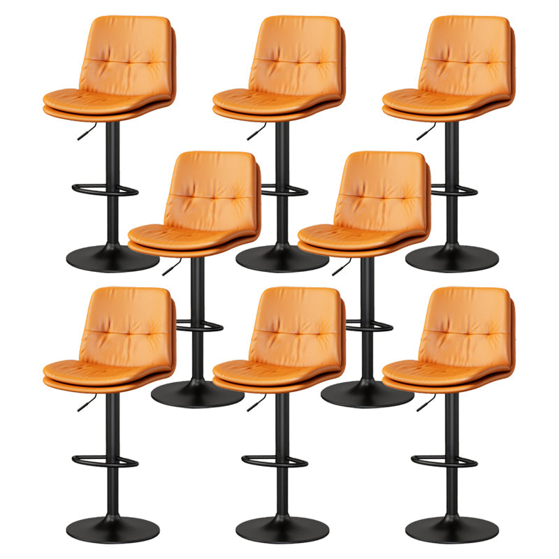 Contemporary PU Leather Counter Stool Turntable Fabric Cushion in Matte Finish Orange 8 Piece Set Clearhalo 'Bar Furniture' 'Bar Stools' 'bar_stools' 'furn' 'furn_bar_stools' 'Furniture' 'Kitchen & Dining Furniture' 5696382