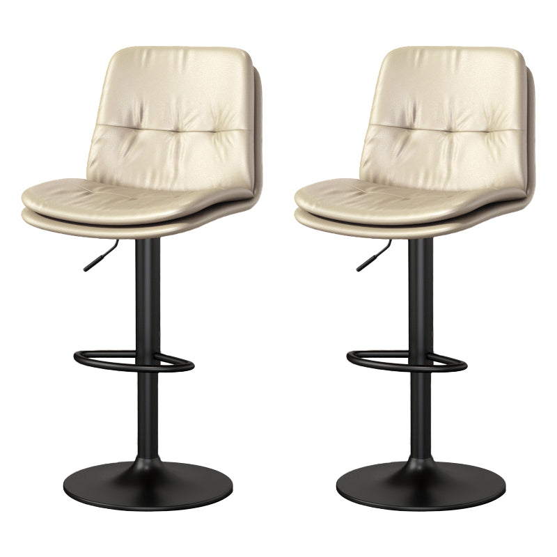 Contemporary PU Leather Counter Stool Turntable Fabric Cushion in Matte Finish Khaki 2 Piece Set Clearhalo 'Bar Furniture' 'Bar Stools' 'bar_stools' 'furn' 'furn_bar_stools' 'Furniture' 'Kitchen & Dining Furniture' 5696383
