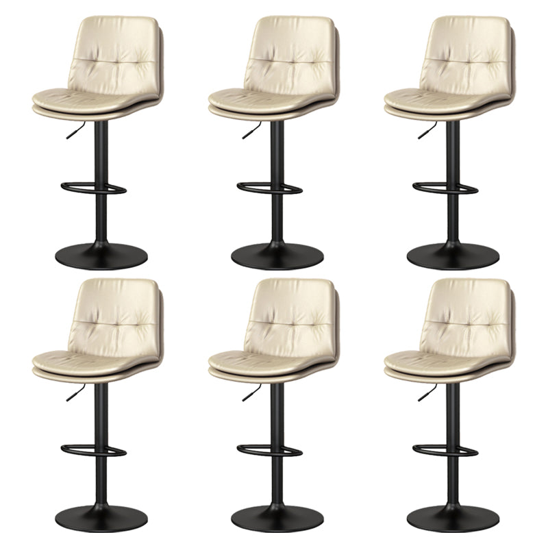 Contemporary PU Leather Counter Stool Turntable Fabric Cushion in Matte Finish Khaki 6 Piece Set Clearhalo 'Bar Furniture' 'Bar Stools' 'bar_stools' 'furn' 'furn_bar_stools' 'Furniture' 'Kitchen & Dining Furniture' 5696385