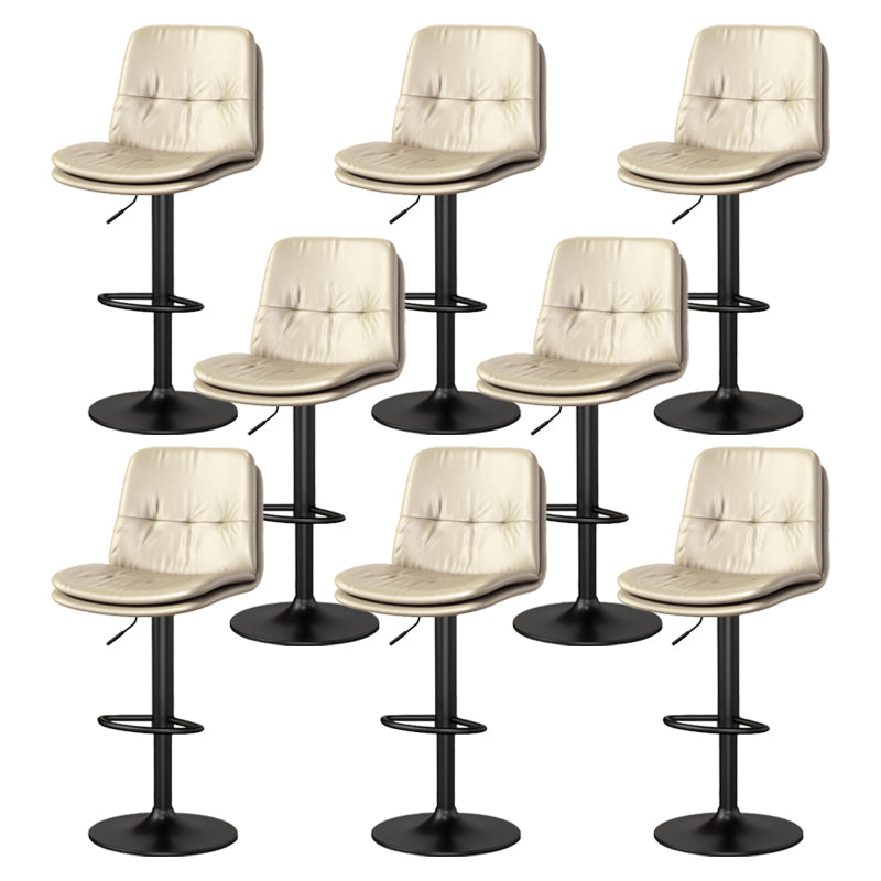 Contemporary PU Leather Counter Stool Turntable Fabric Cushion in Matte Finish Khaki 8 Piece Set Clearhalo 'Bar Furniture' 'Bar Stools' 'bar_stools' 'furn' 'furn_bar_stools' 'Furniture' 'Kitchen & Dining Furniture' 5696386