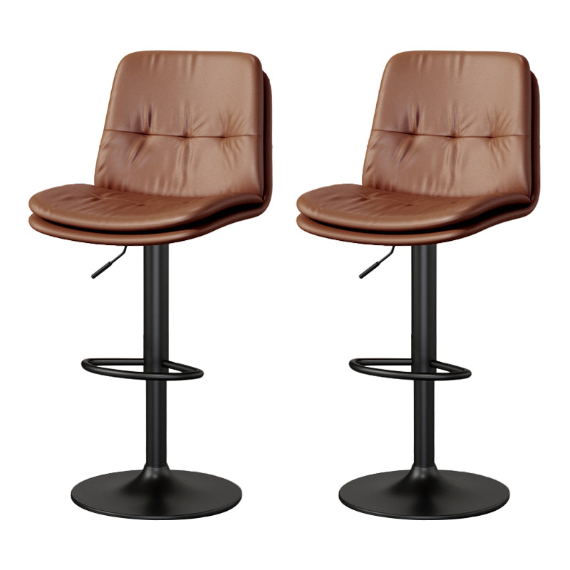 Contemporary PU Leather Counter Stool Turntable Fabric Cushion in Matte Finish Brown 2 Piece Set Clearhalo 'Bar Furniture' 'Bar Stools' 'bar_stools' 'furn' 'furn_bar_stools' 'Furniture' 'Kitchen & Dining Furniture' 5696387