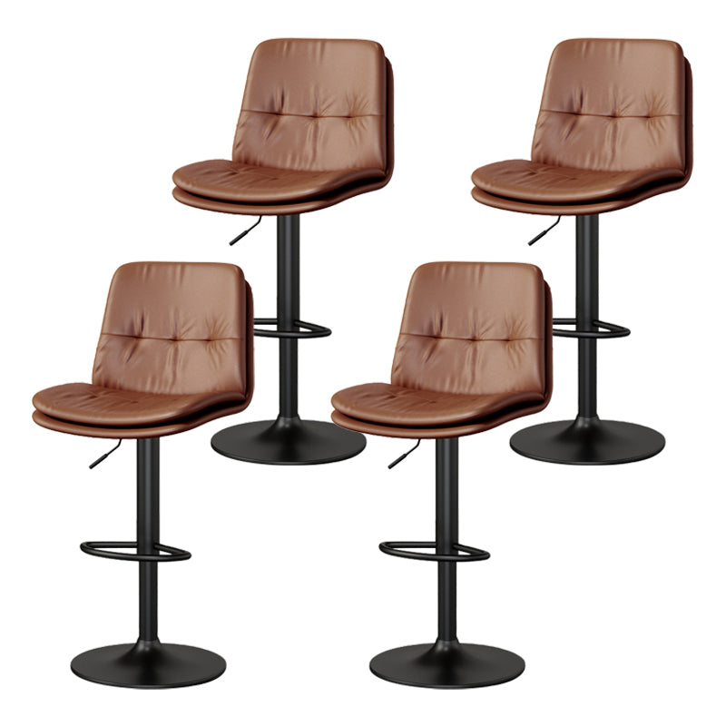 Contemporary PU Leather Counter Stool Turntable Fabric Cushion in Matte Finish Brown 4 Piece Set Clearhalo 'Bar Furniture' 'Bar Stools' 'bar_stools' 'furn' 'furn_bar_stools' 'Furniture' 'Kitchen & Dining Furniture' 5696388
