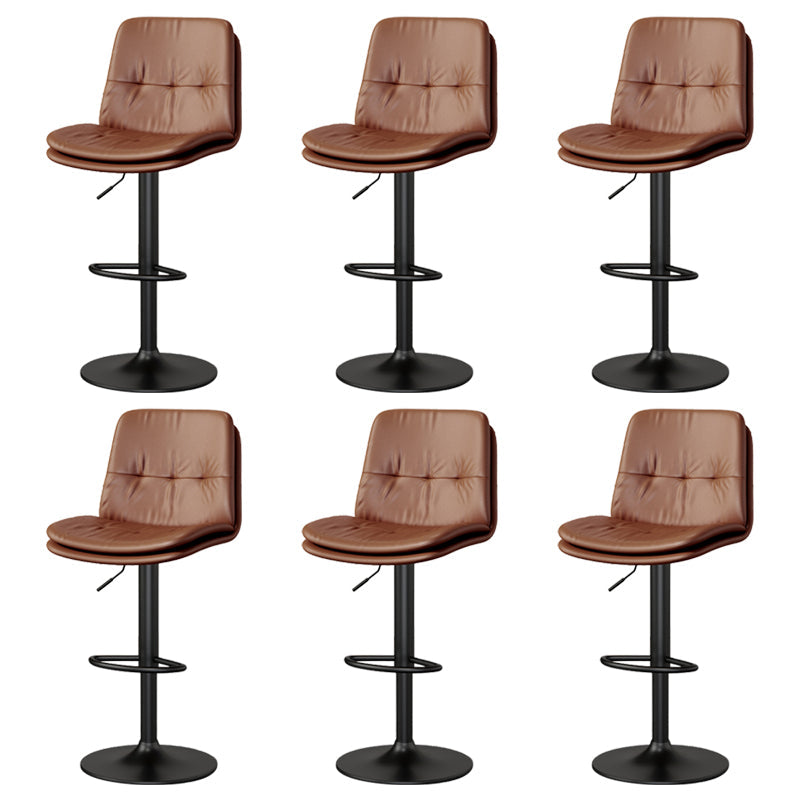Contemporary PU Leather Counter Stool Turntable Fabric Cushion in Matte Finish Brown 6 Piece Set Clearhalo 'Bar Furniture' 'Bar Stools' 'bar_stools' 'furn' 'furn_bar_stools' 'Furniture' 'Kitchen & Dining Furniture' 5696389