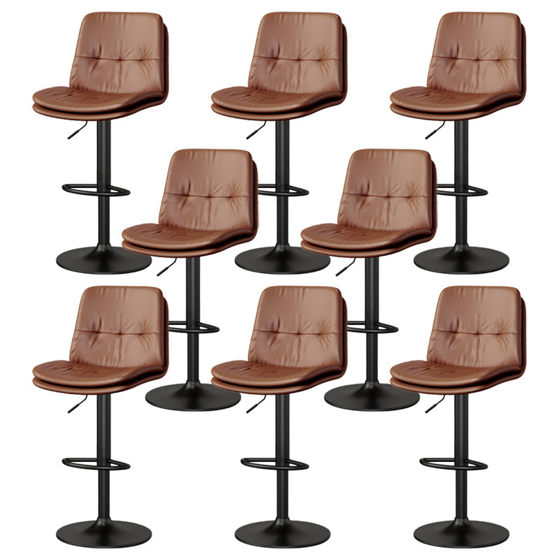 Contemporary PU Leather Counter Stool Turntable Fabric Cushion in Matte Finish Brown 8 Piece Set Clearhalo 'Bar Furniture' 'Bar Stools' 'bar_stools' 'furn' 'furn_bar_stools' 'Furniture' 'Kitchen & Dining Furniture' 5696390