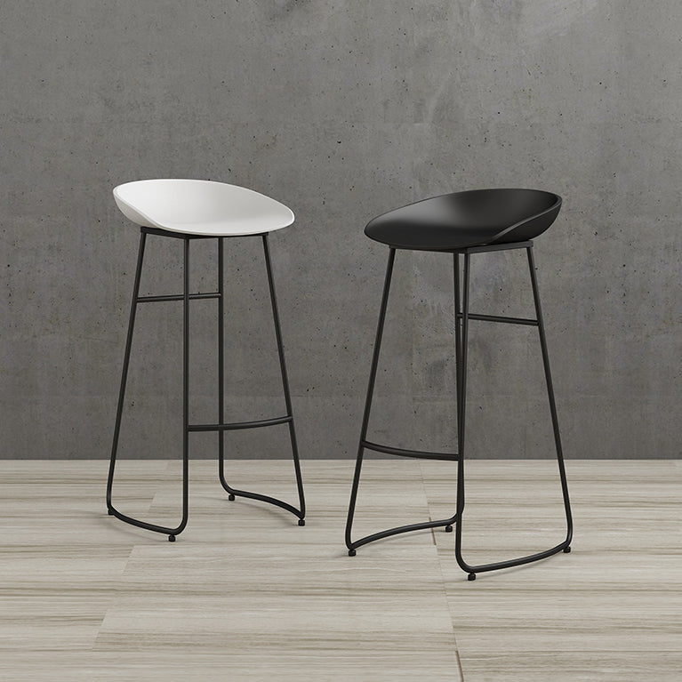 Modern Armless Backrest Counter Stool Iron Bar Stool with Acrylic Seat for Milk Tea Shop