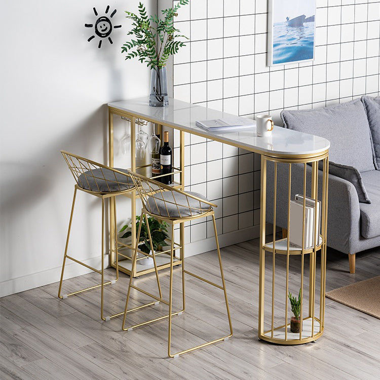 Glam Metal Barstool Fabric Cushion Velvet Stool in Matte Finish for Indoor