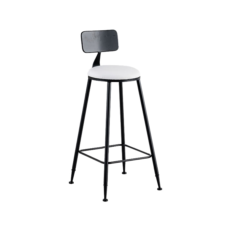 Glam Metal Barstool Fabric Cushion Velvet Stool in Matte Finish for Indoor