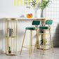 Glam Metal Barstool Fabric Cushion Velvet Stool in Matte Finish for Indoor