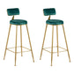 Glam Metal Barstool Fabric Cushion Velvet Stool in Matte Finish for Indoor