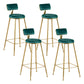 Glam Metal Barstool Fabric Cushion Velvet Stool in Matte Finish for Indoor