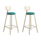 Glam Metal Barstool Fabric Cushion Velvet Stool in Matte Finish for Indoor