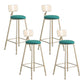 Glam Metal Barstool Fabric Cushion Velvet Stool in Matte Finish for Indoor