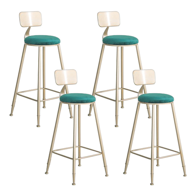 Glam Metal Barstool Fabric Cushion Velvet Stool in Matte Finish for Indoor