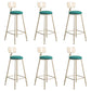 Glam Metal Barstool Fabric Cushion Velvet Stool in Matte Finish for Indoor