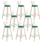 Glam Metal Barstool Fabric Cushion Velvet Stool in Matte Finish for Indoor