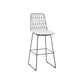 Glam Metal Barstool Fabric Cushion Velvet Stool in Matte Finish for Indoor