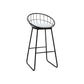 Glam Metal Barstool Fabric Cushion Velvet Stool in Matte Finish for Indoor