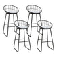 Glam Metal Barstool Fabric Cushion Velvet Stool in Matte Finish for Indoor