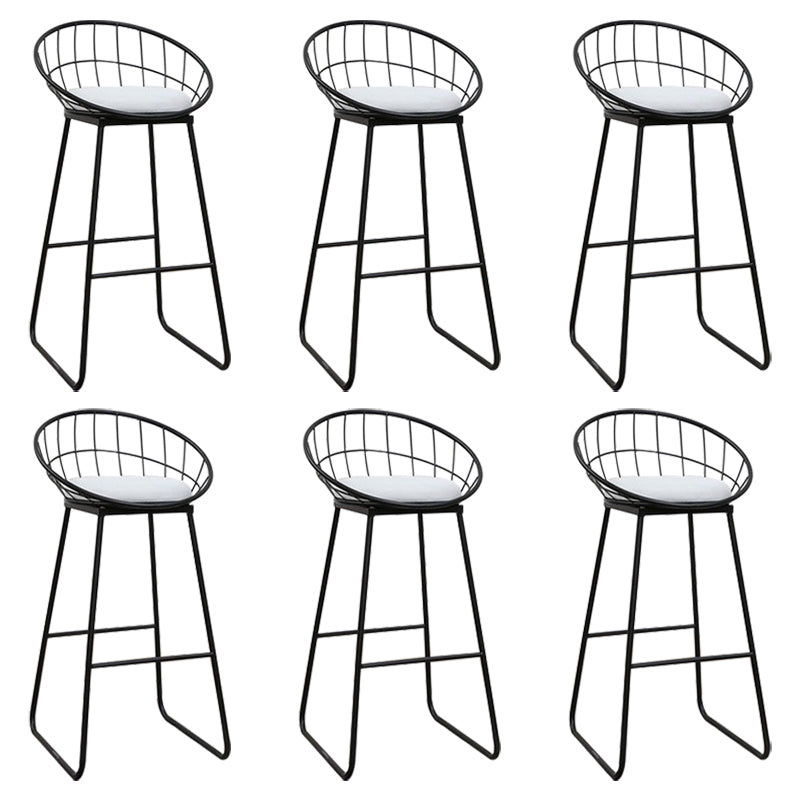 Glam Metal Barstool Fabric Cushion Velvet Stool in Matte Finish for Indoor