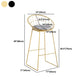 Glam Metal Barstool Fabric Cushion Velvet Stool in Matte Finish for Indoor
