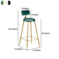 Glam Metal Barstool Fabric Cushion Velvet Stool in Matte Finish for Indoor