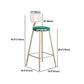 Glam Metal Barstool Fabric Cushion Velvet Stool in Matte Finish for Indoor