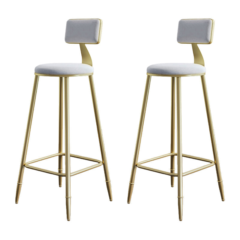 Glam Style Backrest Counter Stool Iron Kitchen Bar Stool with Velvet Cushion and Pedal White 2 Piece Set Clearhalo 'Bar Furniture' 'Bar Stools' 'bar_stools' 'furn' 'furn_bar_stools' 'Furniture' 'Kitchen & Dining Furniture' 5696517
