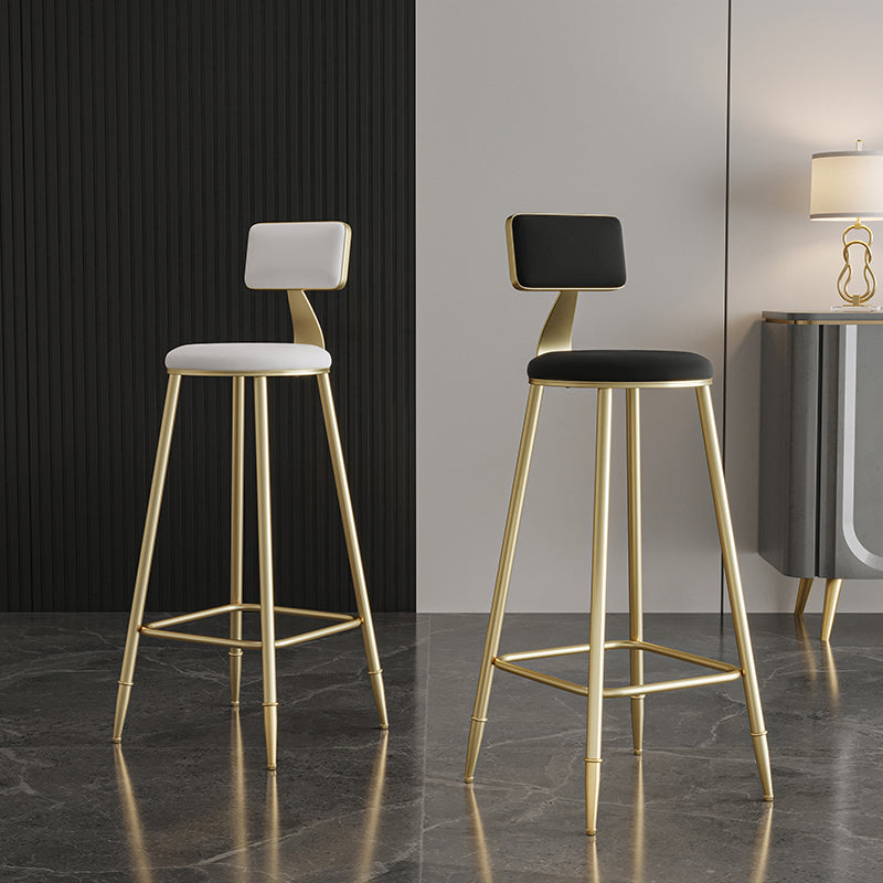 Glam Style Backrest Counter Stool Iron Kitchen Bar Stool with Velvet Cushion and Pedal Clearhalo 'Bar Furniture' 'Bar Stools' 'bar_stools' 'furn' 'furn_bar_stools' 'Furniture' 'Kitchen & Dining Furniture' 5696519