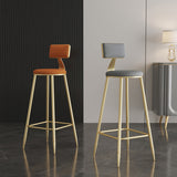 グラムスタイルバックレストカウンタースツールアイアンキッチンバースツールベルベットクッションとペダル