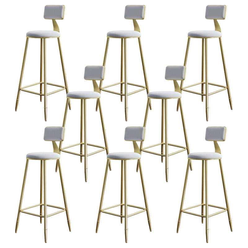 Glam Style Backrest Counter Stool Iron Kitchen Bar Stool with Velvet Cushion and Pedal White 8 Piece Set Clearhalo 'Bar Furniture' 'Bar Stools' 'bar_stools' 'furn' 'furn_bar_stools' 'Furniture' 'Kitchen & Dining Furniture' 5696522