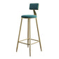 Glam Style Backrest Counter Stool Iron Kitchen Bar Stool with Velvet Cushion and Pedal Clearhalo 'Bar Furniture' 'Bar Stools' 'bar_stools' 'furn' 'furn_bar_stools' 'Furniture' 'Kitchen & Dining Furniture' 5696523